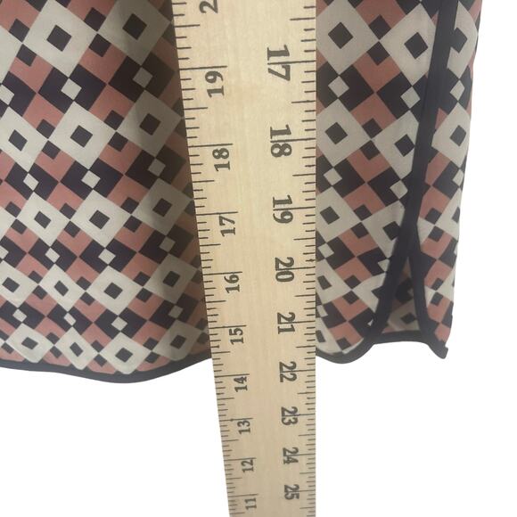 J. Crew Women's Size 2 XS Tipped 100% Silk Diamond Tile Blouse - Picture 8 of 8